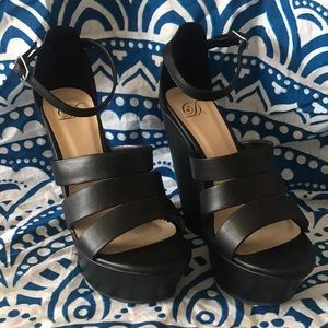 Black High Heel Wedges